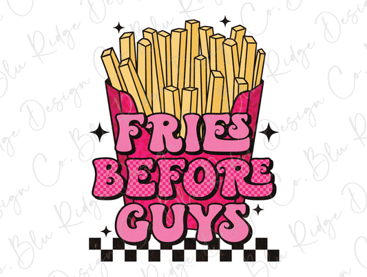 Fries Before Guys Retro Valentines Day Direct To Film (DTF) Transfer