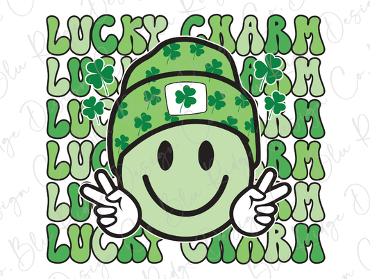 Lucky Charm Smiley Face St Patrick's Day Green Direct To Film (DTF) Transfer
