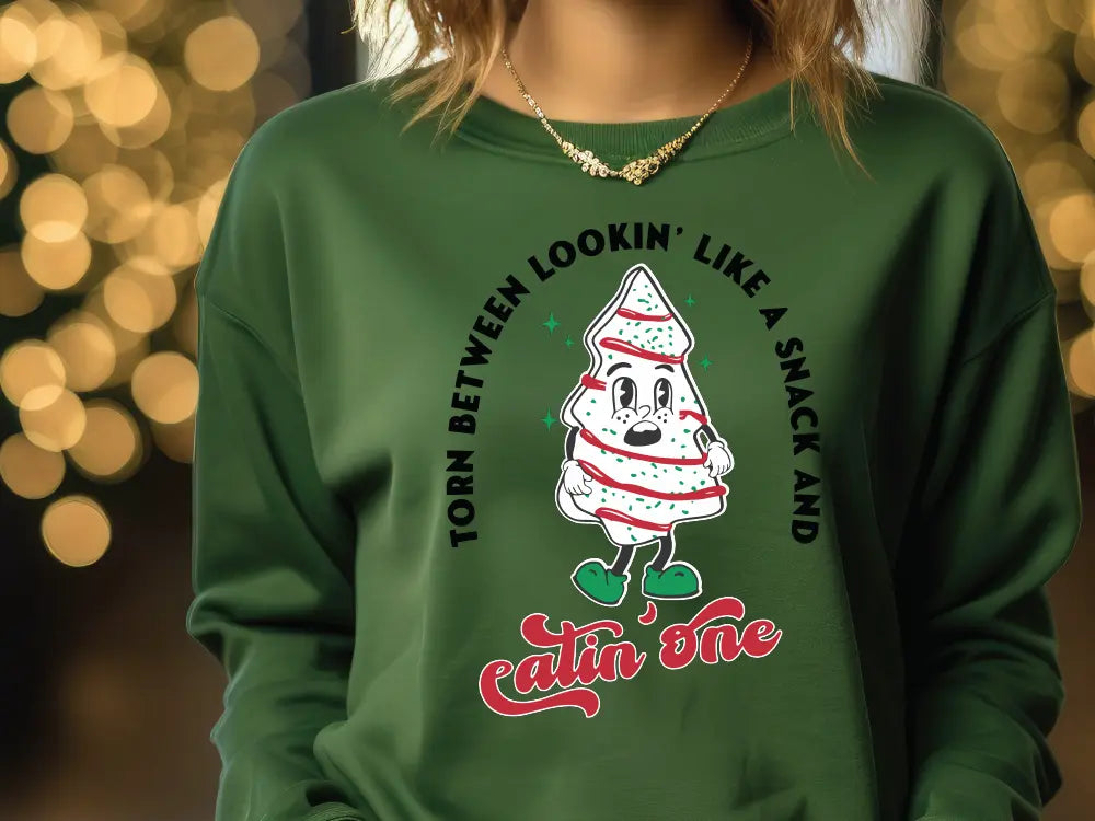 Torn Between Lookin' Like a Snack and Eatin' One Christmas Tree Snack Cake Direct to Film (DTF) Transfer BluRidgeDesignCo