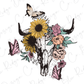 Flower Bull Skull She Wears Her Heart On Her Sleeve Beautiful Crazy Country Music Direct To Film (DTF) Transfer