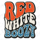 Red White Boozy July 4th Patriotic Retro Wavy Design Direct To Film (DTF) Transfer