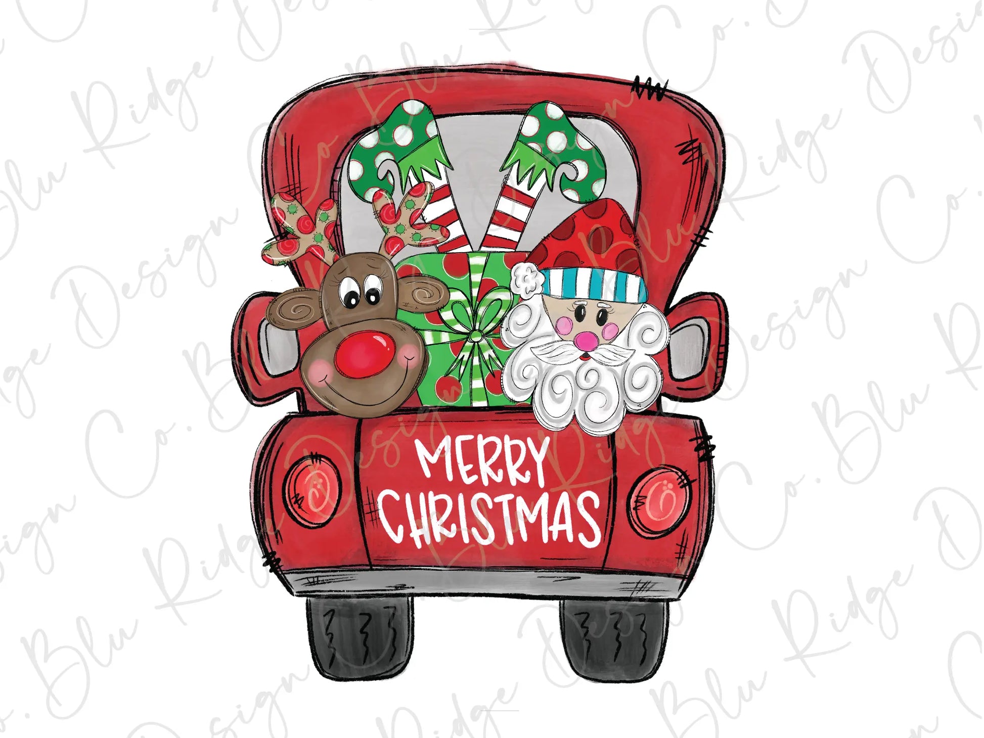 Merry Christmas Santas Delivery Truck Direct To Film (DTF) Transfer BluRidgeDesignCo