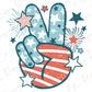 Groovy 4th of July Peace hand sign Direct To film (DTF) Transfer