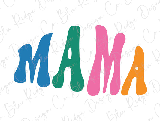 Retro Groovy Colorful Mama Direct To Film (DTF) Transfer BluRidgeDesignCo