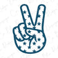 Groovy 4th of July Peace hand sign with Stars (Blue) Direct To film (DTF) Transfer BluRidgeDesignCo