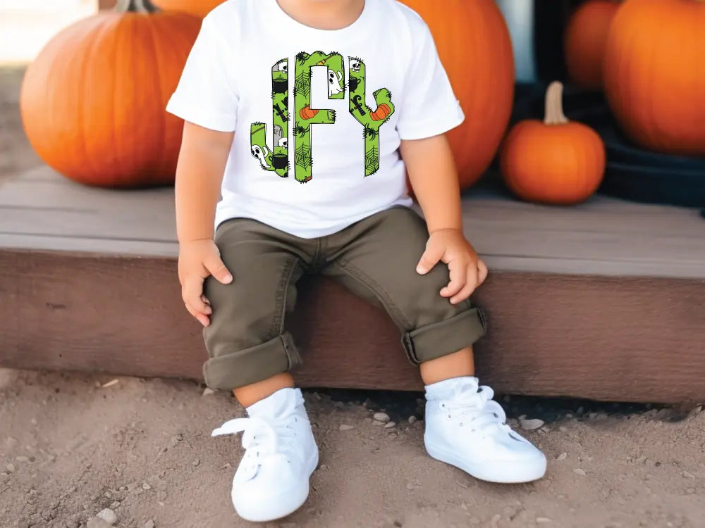 Boys Spooky Halloween Personalized Monogram Design Direct To Film (DTF) BluRidgeDesignCo