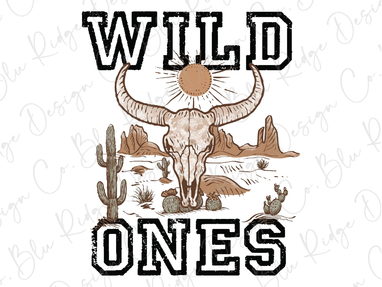 a long horn steer with the words wild ones on it