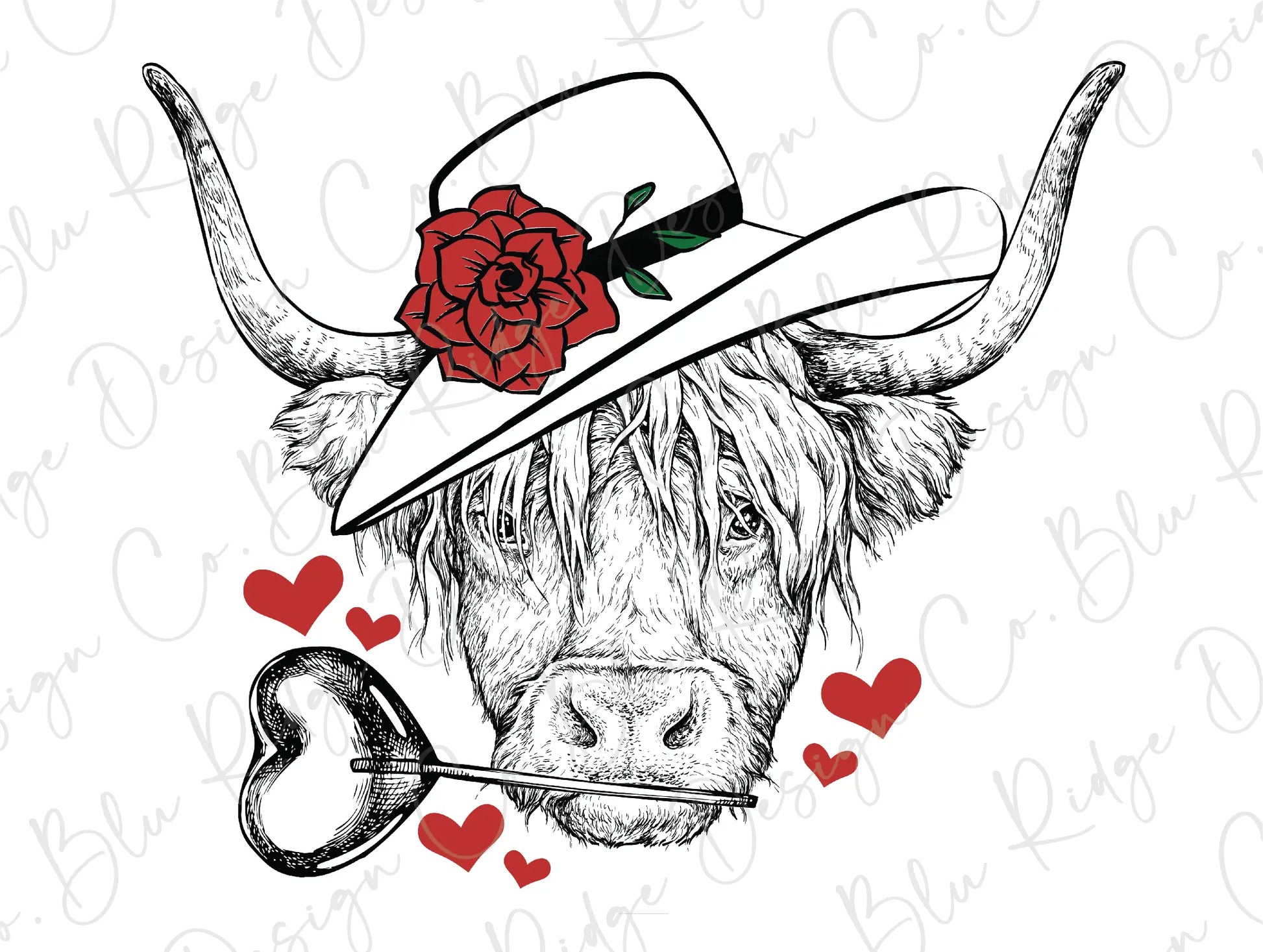 Valentines Day Highland Farm Cow Country Cowgirl Valentines Direct To Film (DTF) Transfer BluRidgeDesignCo