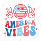 America Vibes Peace Smiley Direct To Film (DTF) Transfer