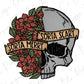 Sorta Merry Sorta Scary Christmas Skeleton Flower Head Direct to Film (DTF) Transfer BluRidgeDesignCo