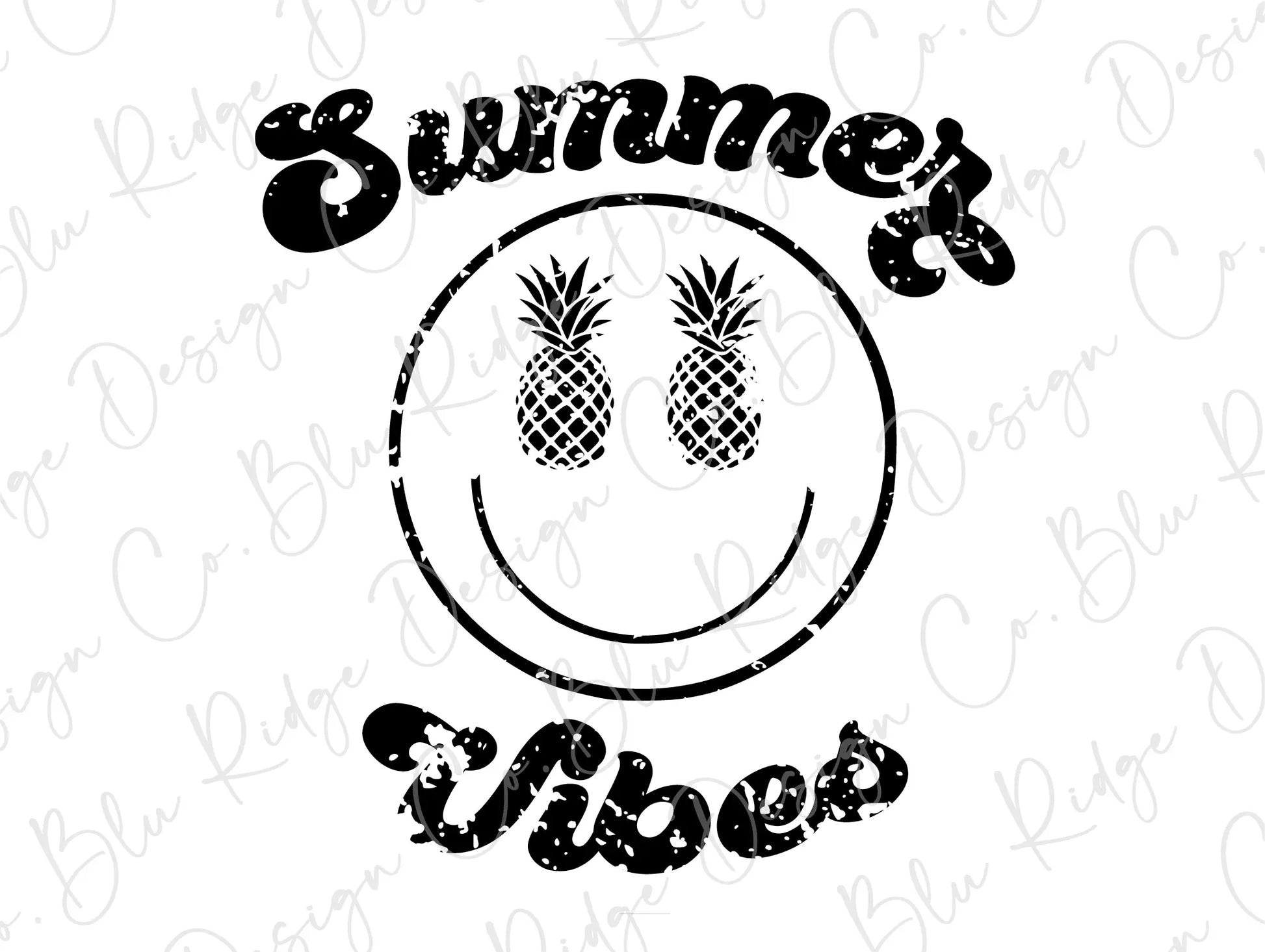 Summer Vibes Smiley Face Direct to Film (DTF) Transfer BluRidgeDesignCo