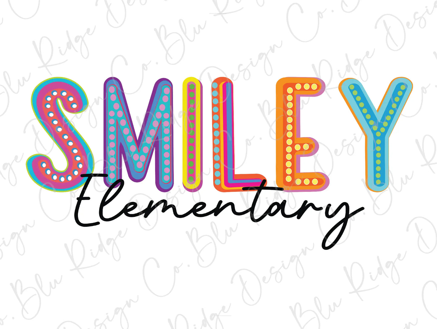 the word smiley elementary written in colorful letters