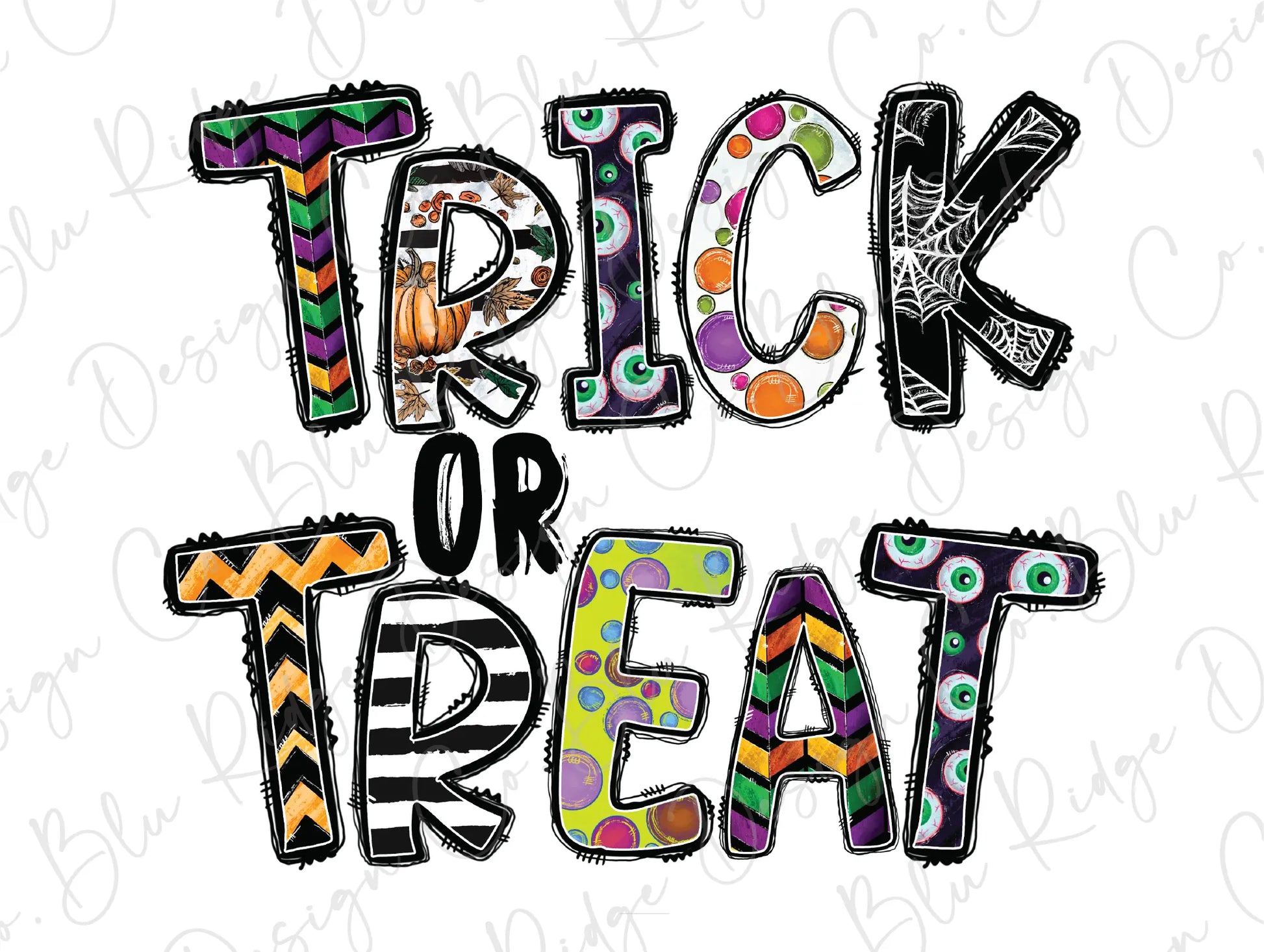 Trick or Treat Cute Kids Halloween Design Direct To Film (DTF) Transfer BluRidgeDesignCo