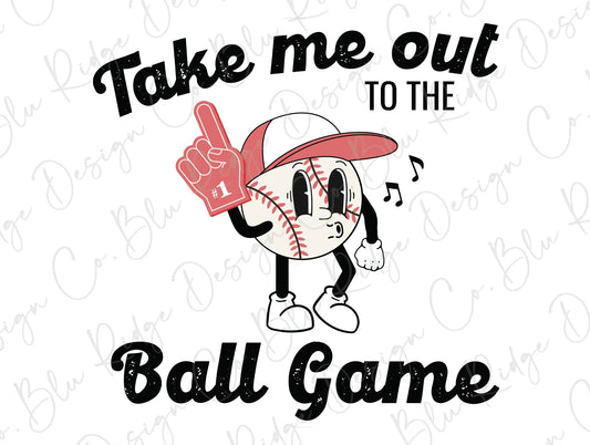 Retro Take Me Out To The Ballgame Baseball Direct to Film (DTF) Transfer BluRidgeDesignCo