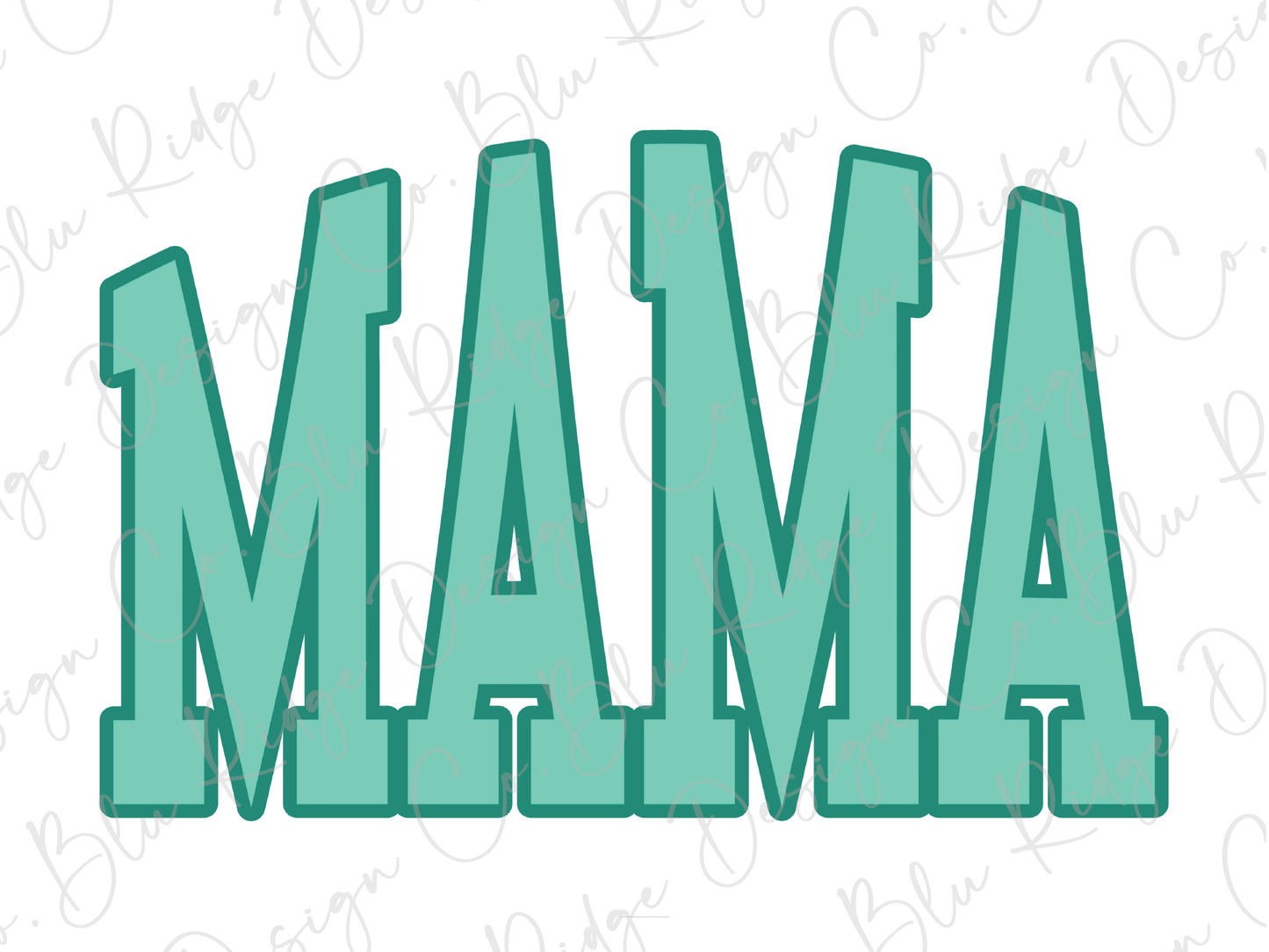 the word mamma in green letters on a white background