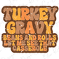 a picture of a turkey gravy sign on a white background