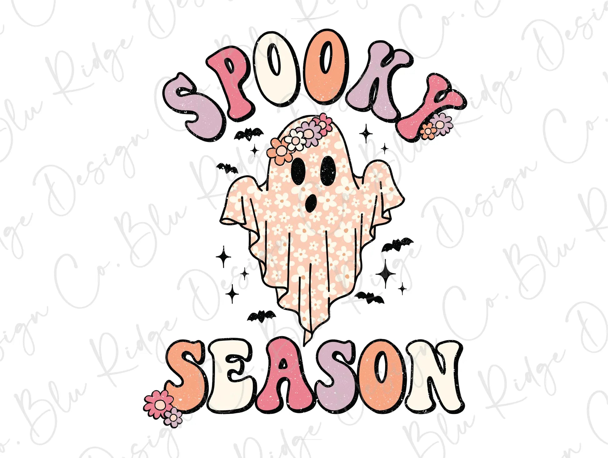 Spooky Season Cute Ghost Design Direct To Film (DTF) Transfer BluRidgeDesignCo