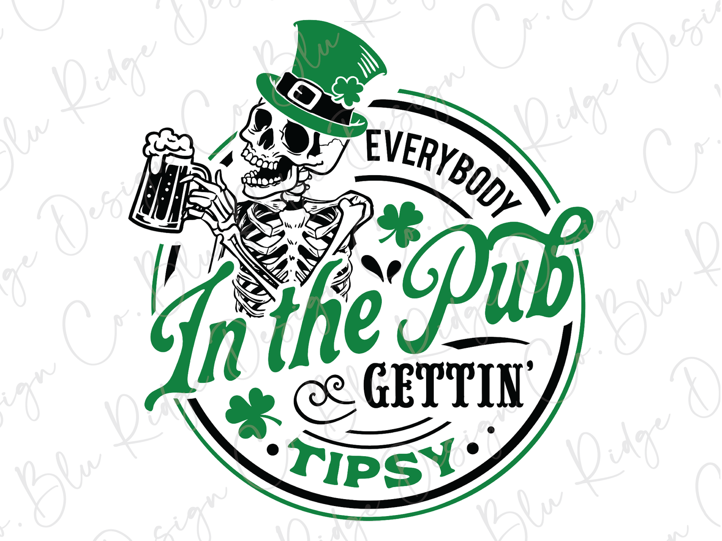 a st patrick's day sign with a skeleton holding a beer