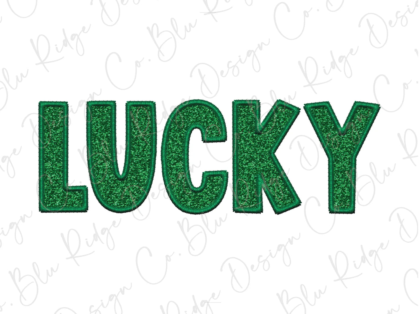 the word lucky is made up of green glitter