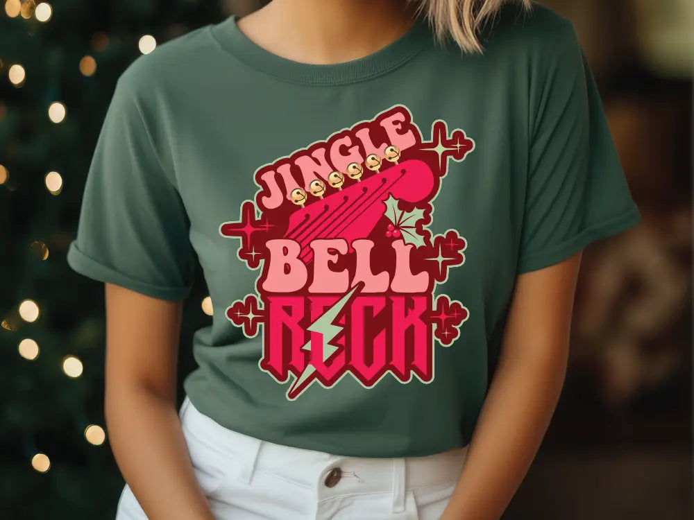 Jingle Bell Rock Retro Christmas Music Direct to Film (DTF) Transfer BluRidgeDesignCo