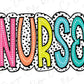 the word nurse in colorful letters with polka dots
