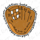 a drawing of a baseball mitt with words on it