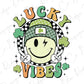 a cartoon character wearing a green hat with shamrocks around it