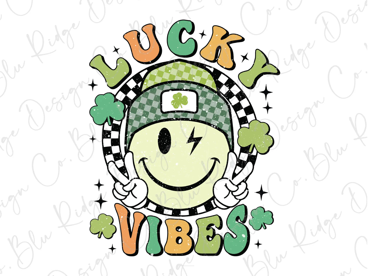 a cartoon character wearing a green hat with shamrocks around it