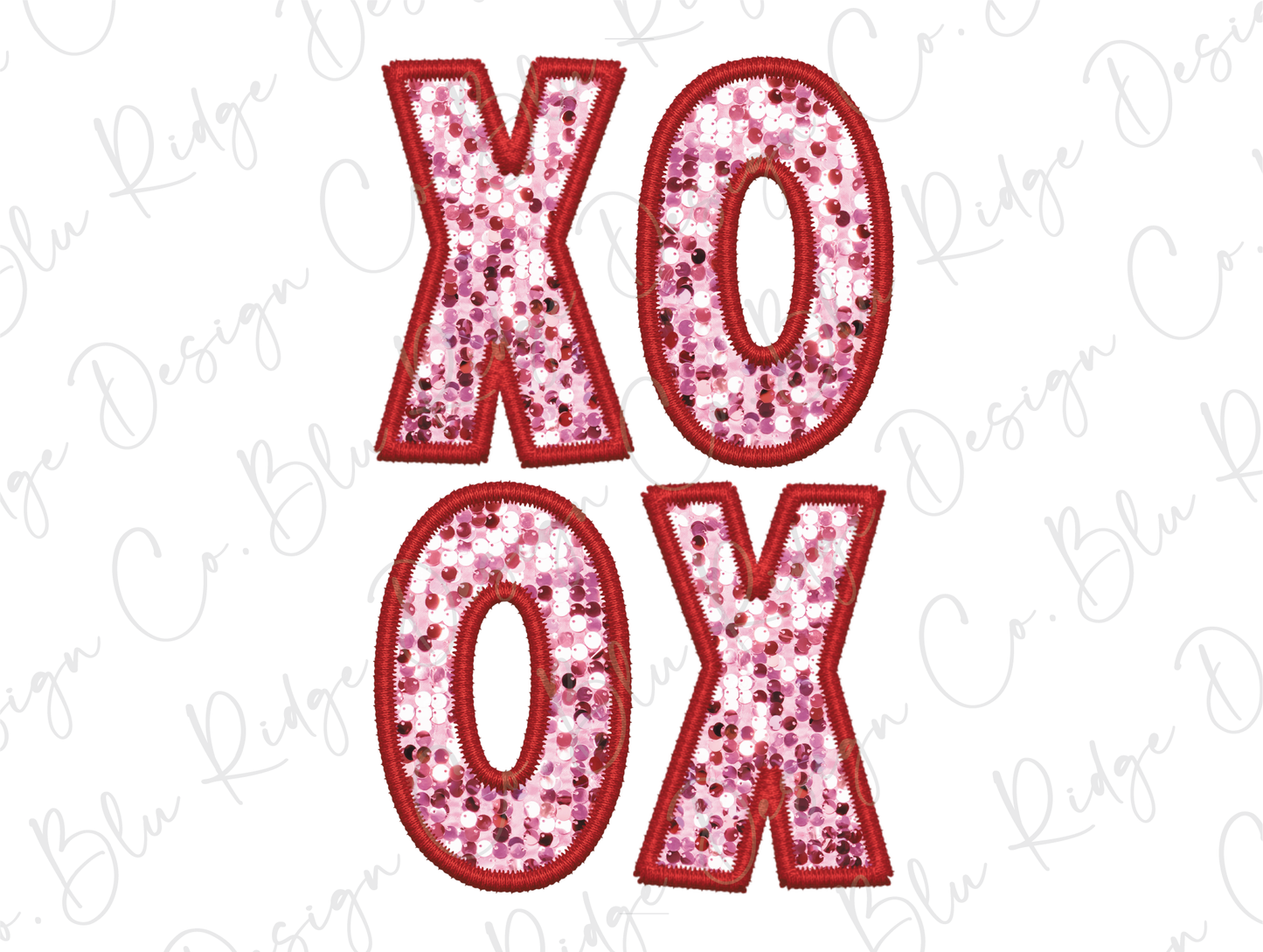 the word xoxo is made out of sequins