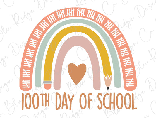 100 Days of School Retro Rainbow Talley Marks Direct To Film (DTF) Transfer BluRidgeDesignCo