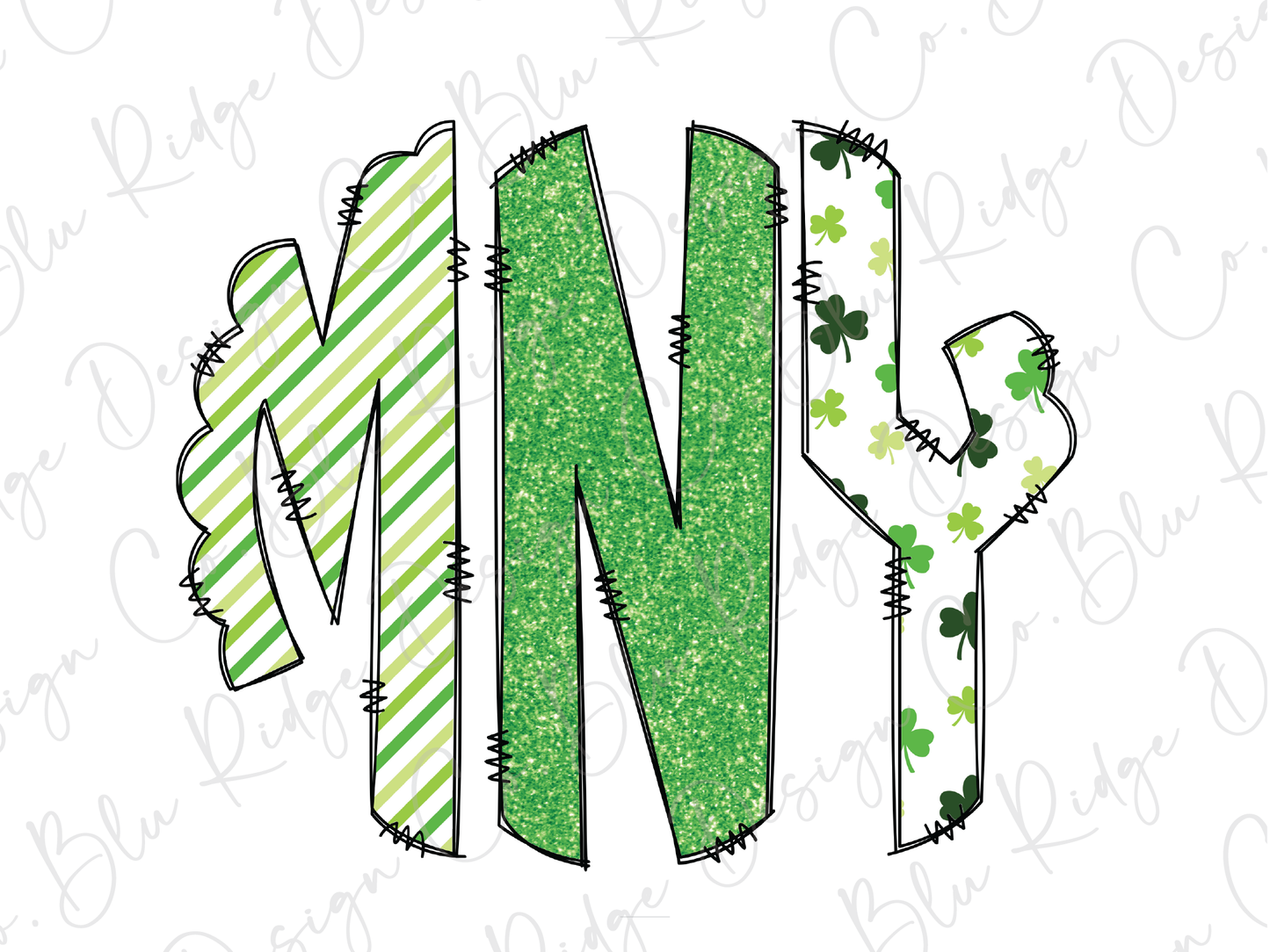 a st patrick's day letter m with shamrocks
