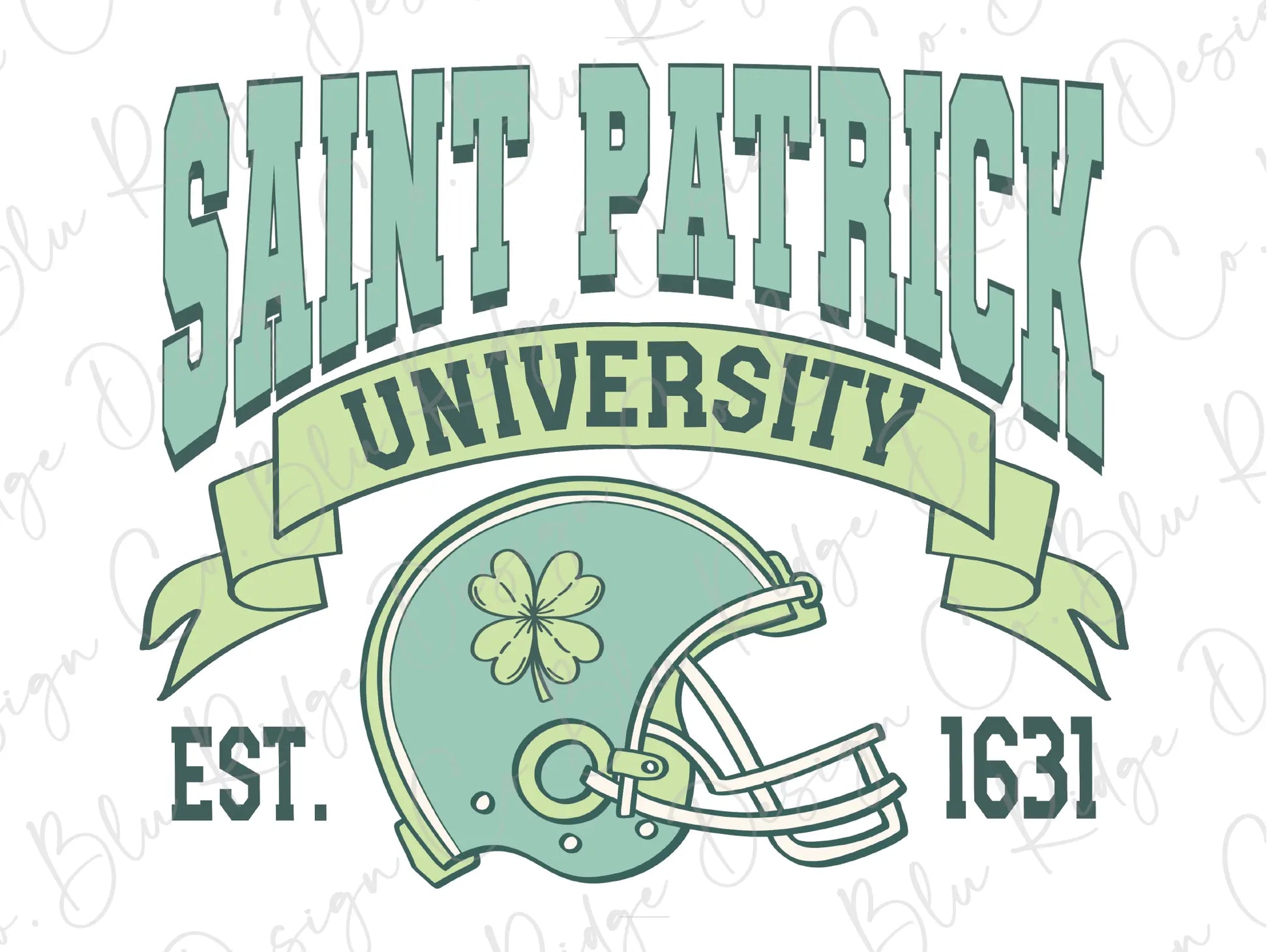 saint patrick university football helmet with shamrocks on it