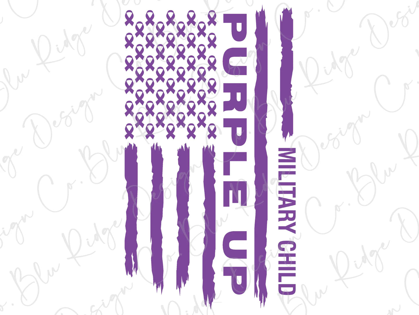 Military Child Purple Up Month. Purple Up Flag for Military Child Appreciation ( Purple ) Direct to Film (DTF) Transfer BluRidgeDesignCo