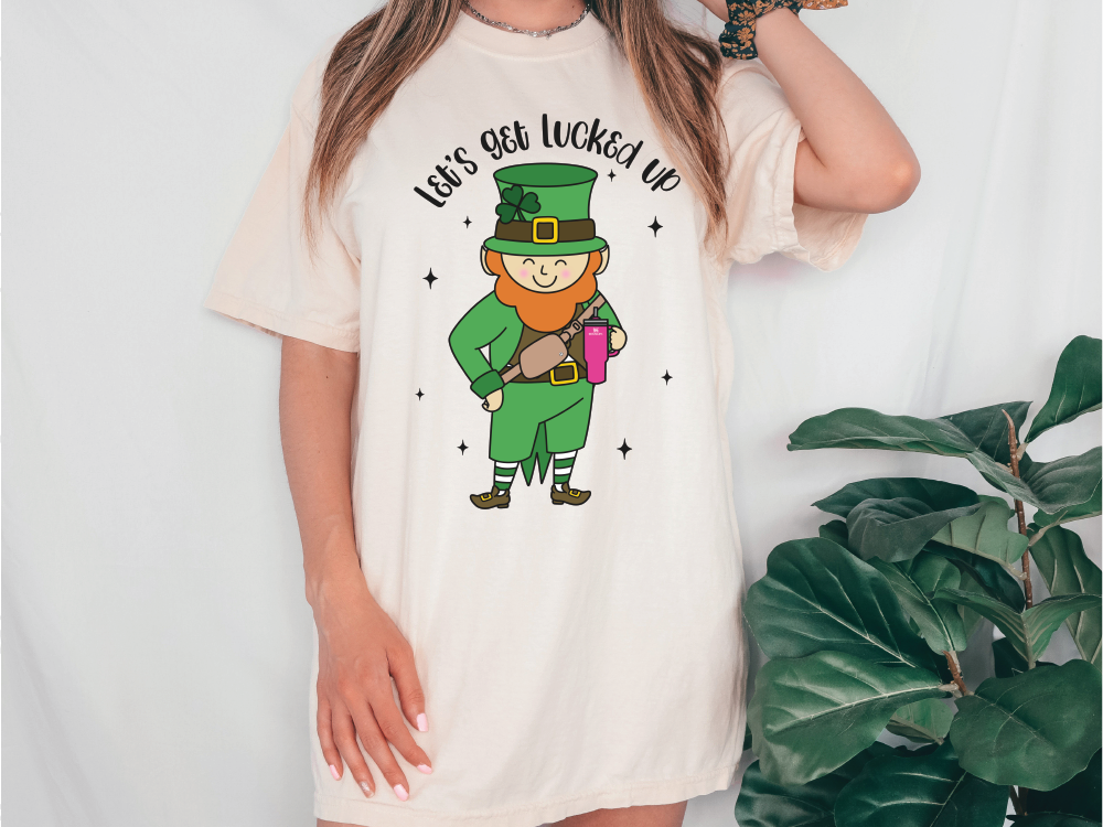 a girl wearing a st patrick's day t - shirt