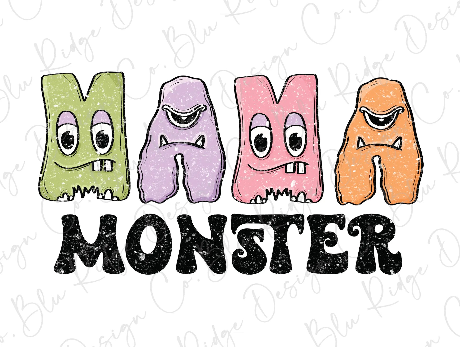 Mama Monster Cute Halloween Design Direct To Film (DTF) Transfer BluRidgeDesignCo