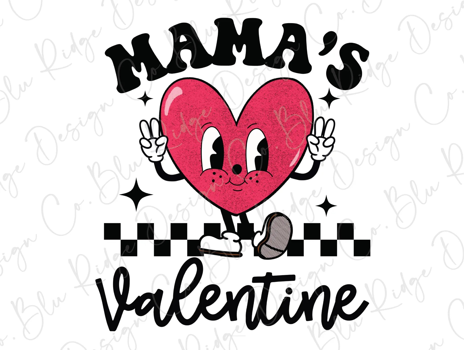 Mama's Valentine Retro Heart Kid Valentines Day Direct To Film (DTF) Transfer BluRidgeDesignCo