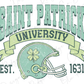 a green and white football helmet with the words saint patrick university
