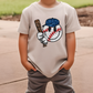 a young boy is holding a baseball bat