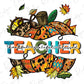 Teacher Leopard Print Colorful Fall Pumpkin Design Direct To Film (DTF) Transfer BluRidgeDesignCo
