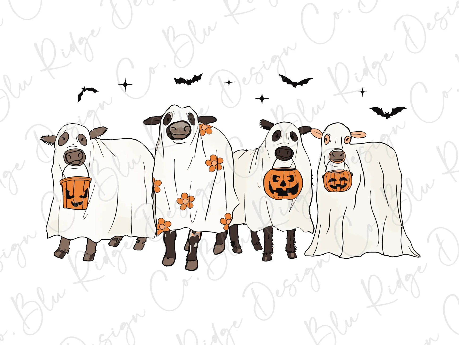 Halloween Ghost Cow Sheet Design Direct To Film (DTF) Transfer BluRidgeDesignCo