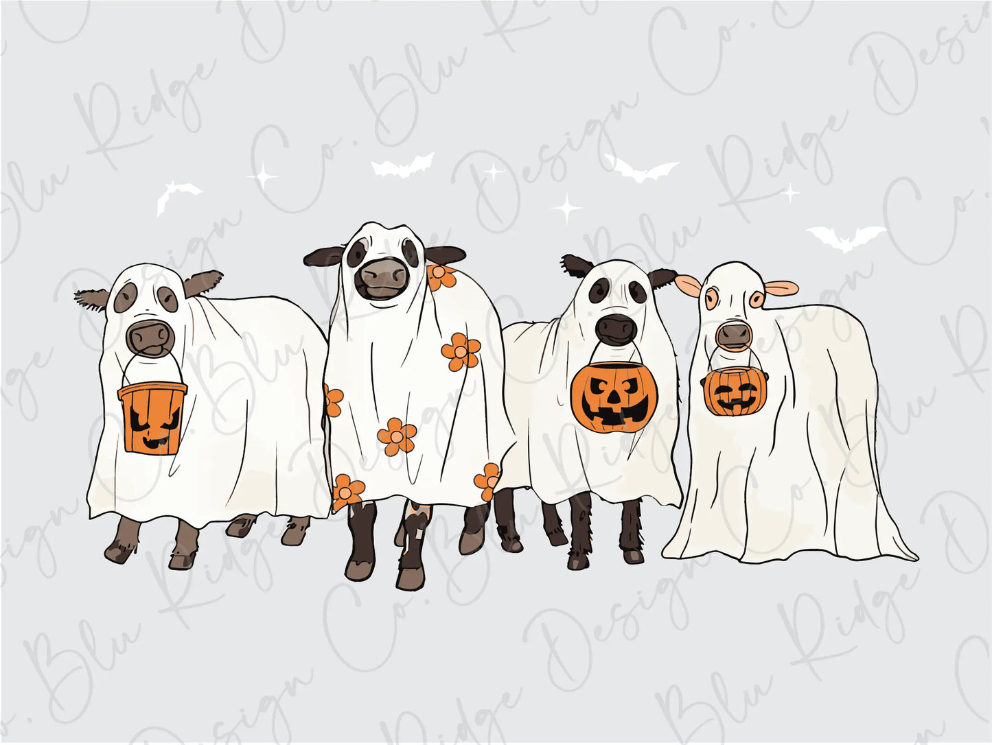 Halloween Ghost Cow Sheet Design Direct To Film (DTF) Transfer BluRidgeDesignCo