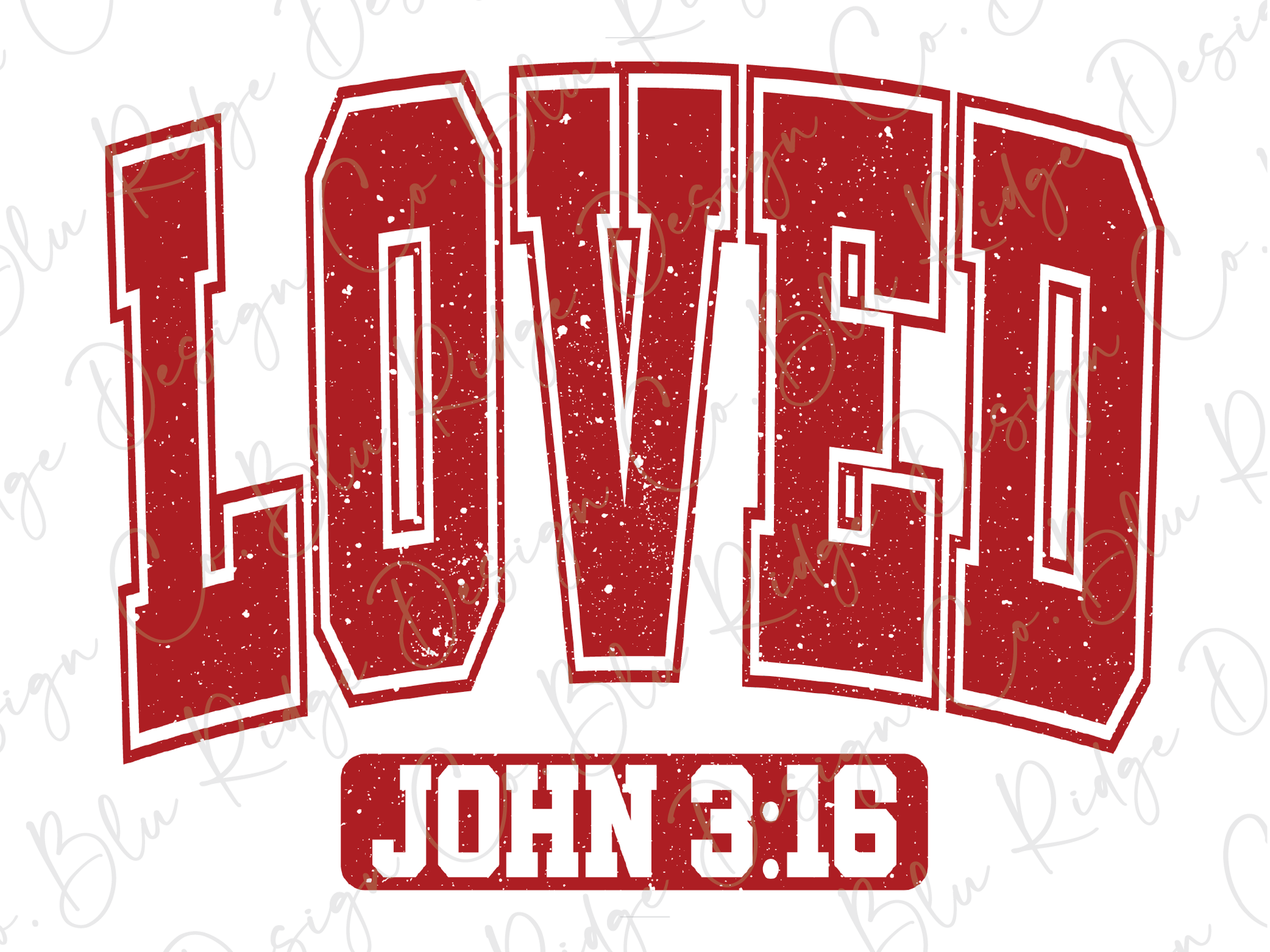 a red and white logo with the word love on it