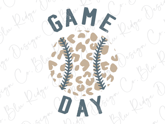 Retro Game Day Leopard Baseball Design Direct To Film (DTF) Transfer