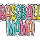 a baseball mom with polka dots and the words baseball mom