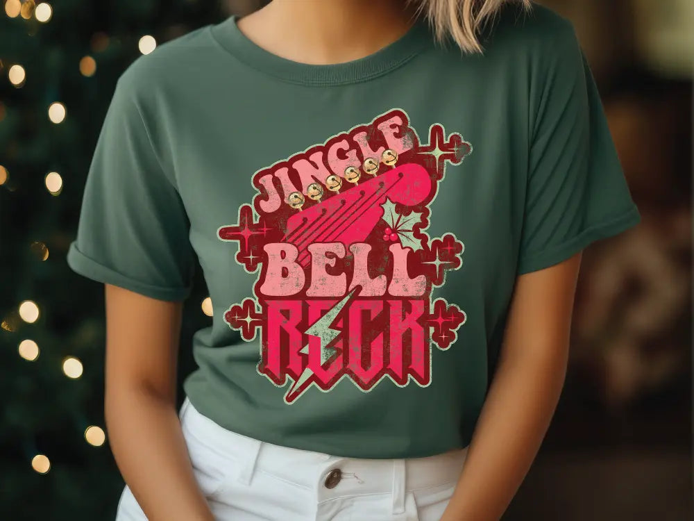 Jingle Bell Rock Retro Christmas Music Direct to Film (DTF) Transfer BluRidgeDesignCo