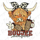 a drawing of a bull with a hat and boots