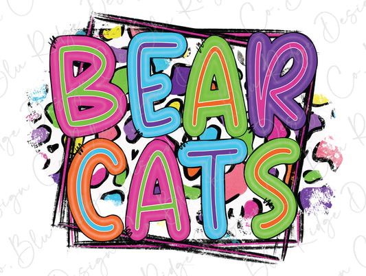 Bear Cats School Team Mascot Spirit Direct To Film (DTF) Transfer BluRidgeDesignCo