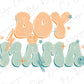 Boy Mama Retro Colorful Lightning Bolt, Stars, Smileys Stacked Direct To Film (DTF) Transfer