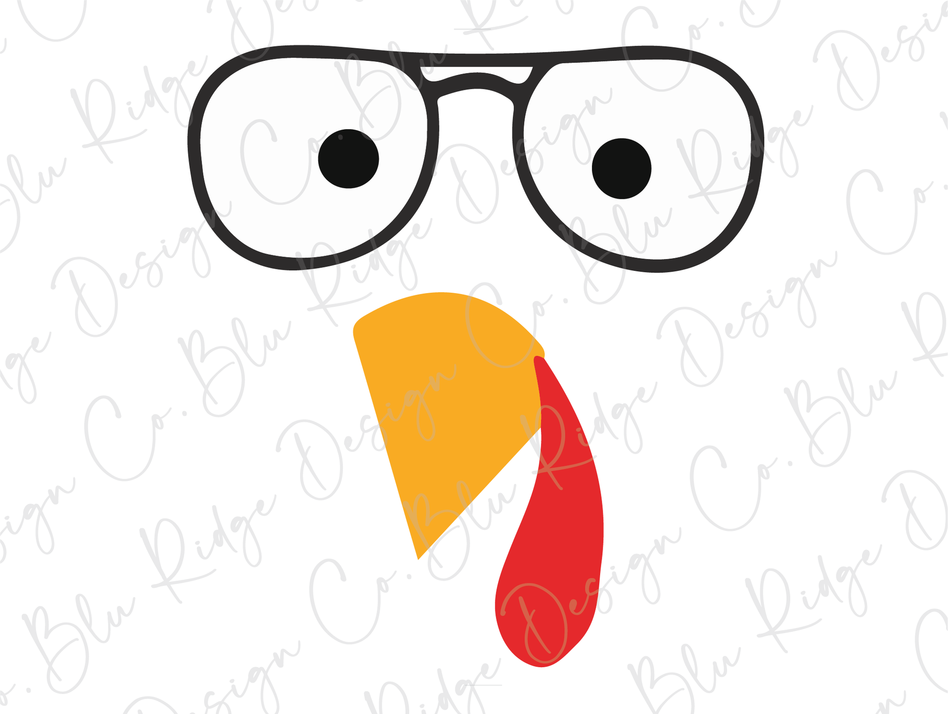 a turkey wearing glasses with a red nose