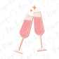 Pink Champagne Glasses Happy New Years Party Direct to Film (DTF) Transfer